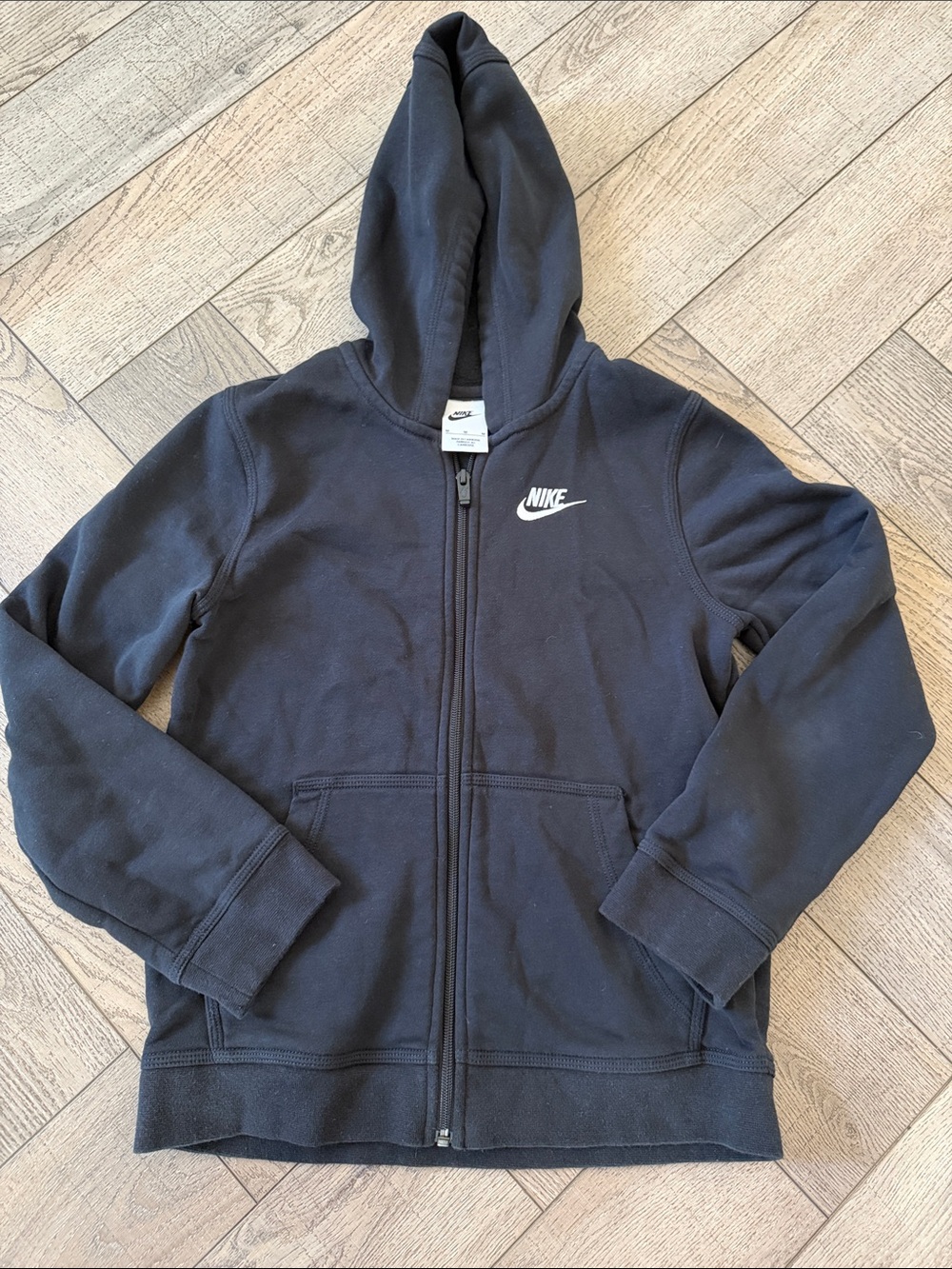 Nike Black Zip-Up Hoodie with White Swoosh
